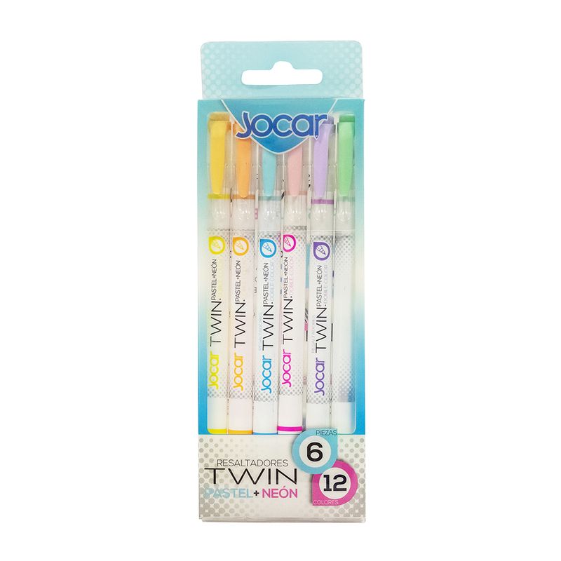 RESALTADORES DOBLE PUNTA PASTEL+NEON CON 6 PZAS