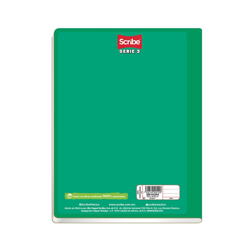 CUADERNO COSIDO PROF 100 HOJAS RAYA SERIE 3