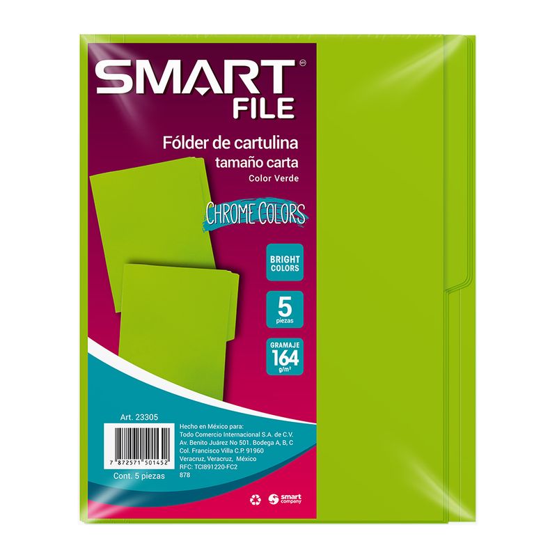 FOLDER INTENSO CARTA VERDE C/5PZAS