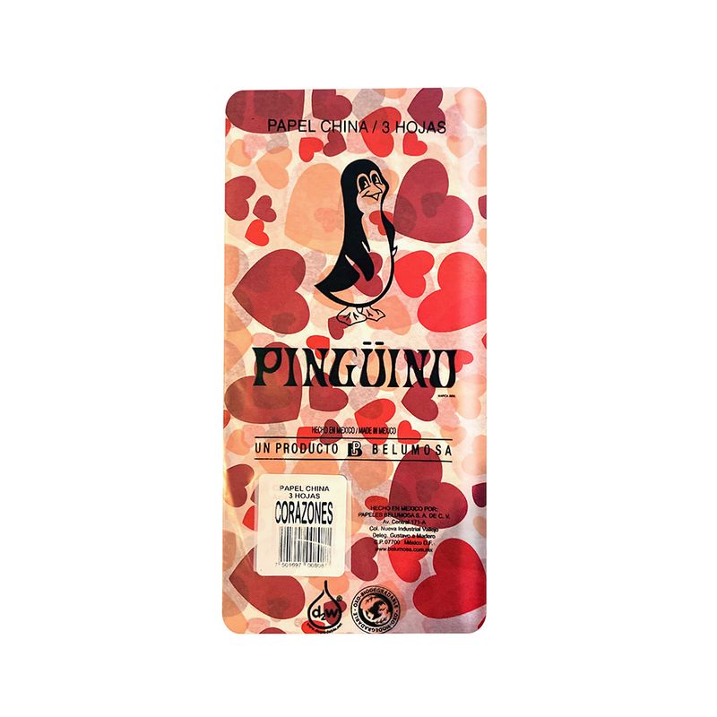 PAPEL CHINA CORAZONES 50X75CM CON 3