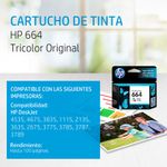 CARTUCHO DE TINTA HP 664 COLOR  F6V28AL