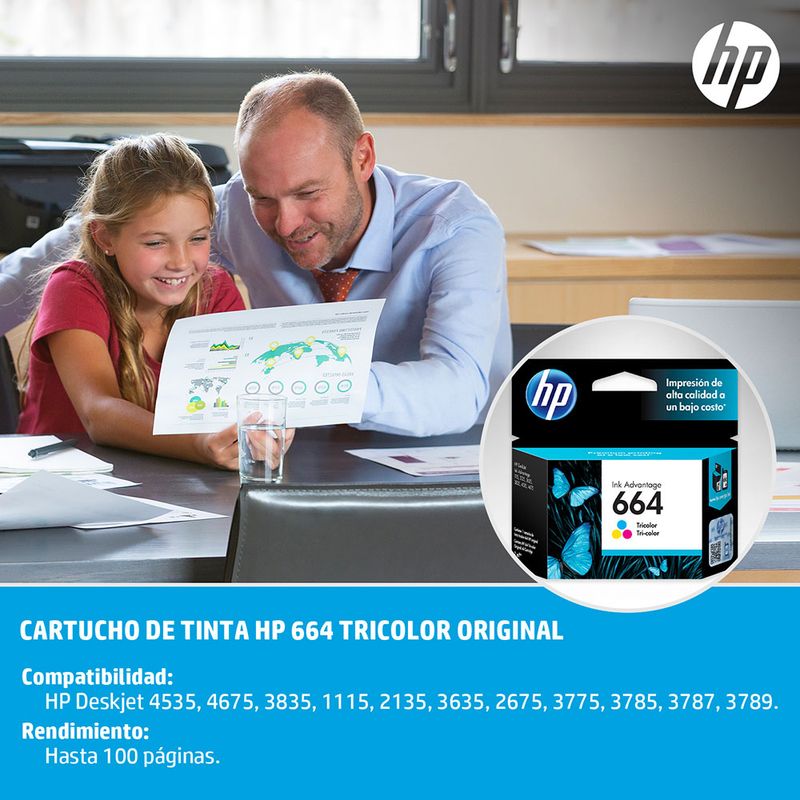 CARTUCHO DE TINTA HP 664 COLOR  F6V28AL