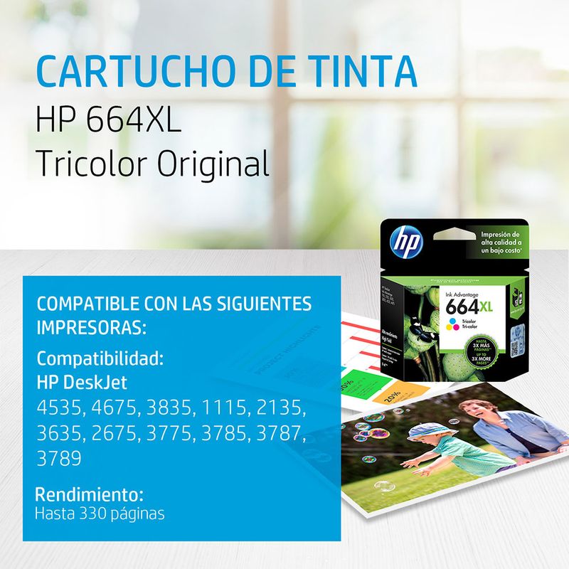 CARTUCHO DE TINTA HP 664XL COLOR F6V30AL