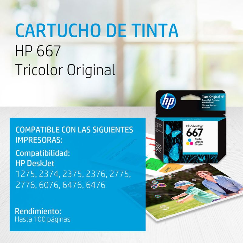 CARTUCHO DE TINTA HP 667 COLOR 3YM78AL