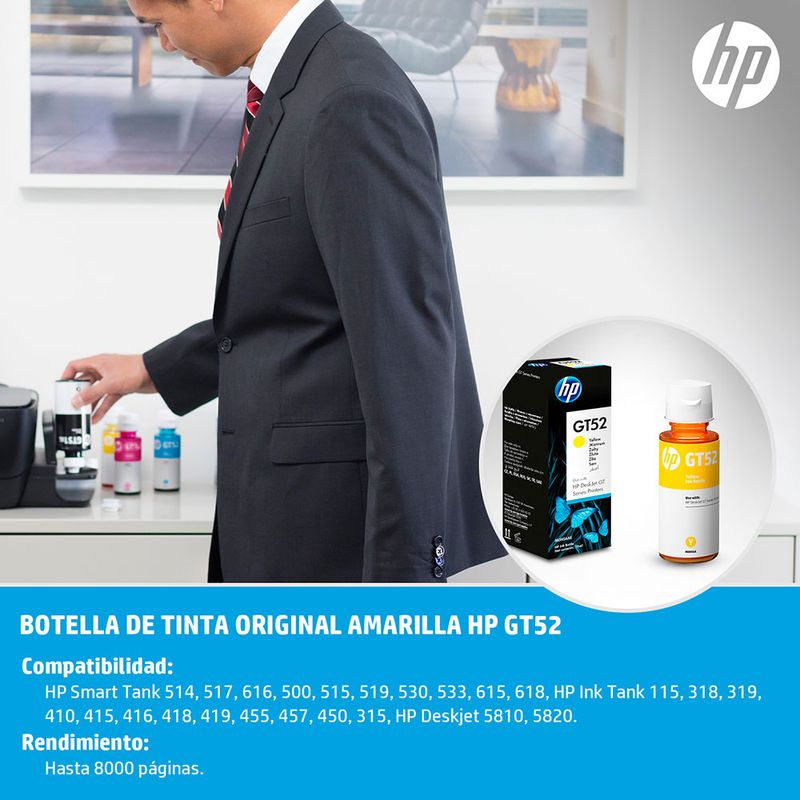 BOTELLA DE TINTA HP GT52 AMARILLO M0H56AL