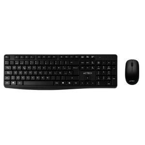 Kit Inalámbrico Acteck Kt25, Estándar, Negro, Conectividad: Inalámbrica, Teclas: 105,  2 Botones + Scroll Ac-931755