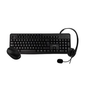 Kit De Oficina: Teclado, Mouse Y Audífonos Acteck Ac-931687, 105 Teclas, Mouse: Inalámbrico, Receptor Usb, 3 Botone Ac-931687