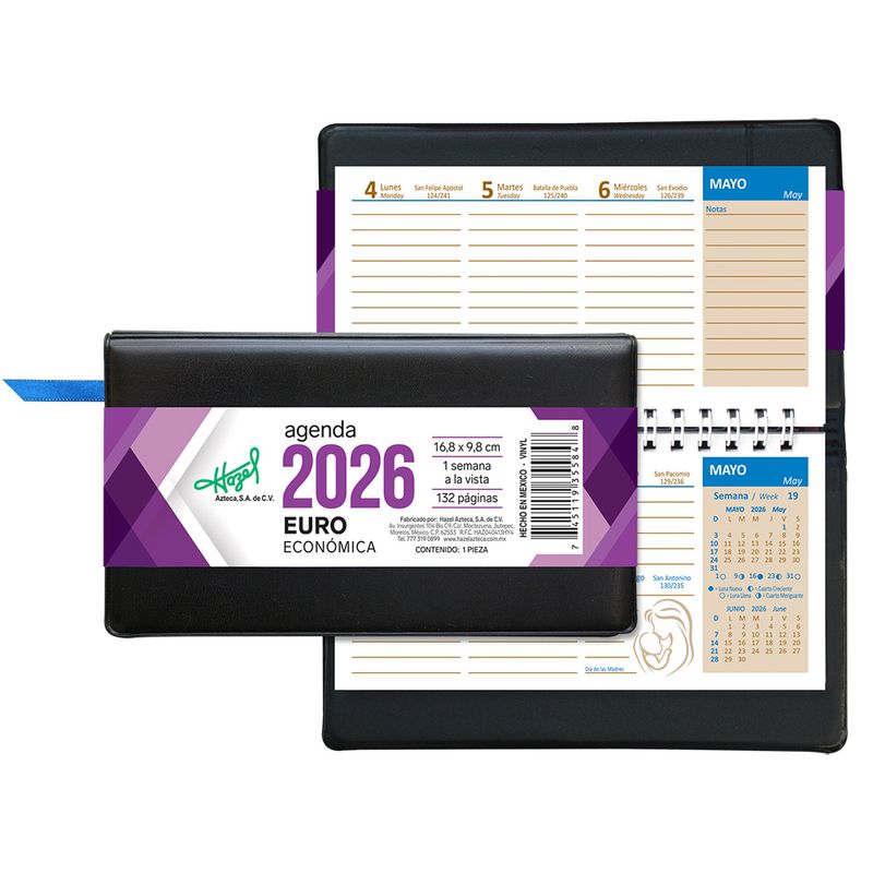 11235 - AGENDA EURO ECONOMICA BOLSILLO NEGRO