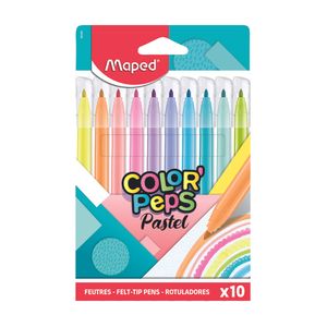 Marcador Base Agua Delgado Con 10Pzas Color'Peps Pastel 845469