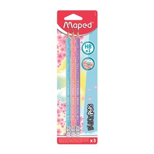 Lapiz Grafito Con Goma #2 Triangular Black'Peps Pastel Blt C/3 851719Zv