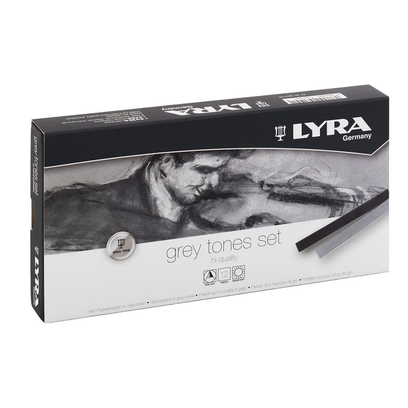 CRAYON SUAVE LYRA TIPO PASTEL C/12 TONOS GRISES