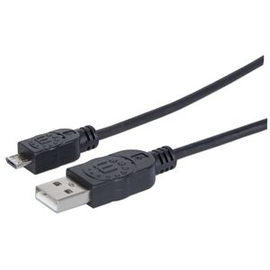 Cable Usb - Micro B - Micro Usb Manhattan, 1,8 M, Usb A, Micro-Usb B, Macho/Macho, Negro 307178