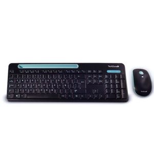 Kit De Teclado Y Mouse Inalámbrico Techzone Tz20Comb02-Ina, 105 Teclas, Negro, Azul, 1600 Dpi Tz20Comb02-Ina
