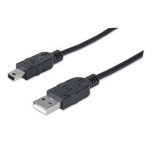Cable Pc Manhattan, 1,8 M, Usb A, Mini-Usb B, Macho/Macho, Negro 333375