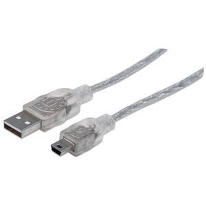 Cable Usb A Mini Usb Manhattan, 1,8 M, Usb A, Mini-Usb B, Macho/Macho, Transparente 333412