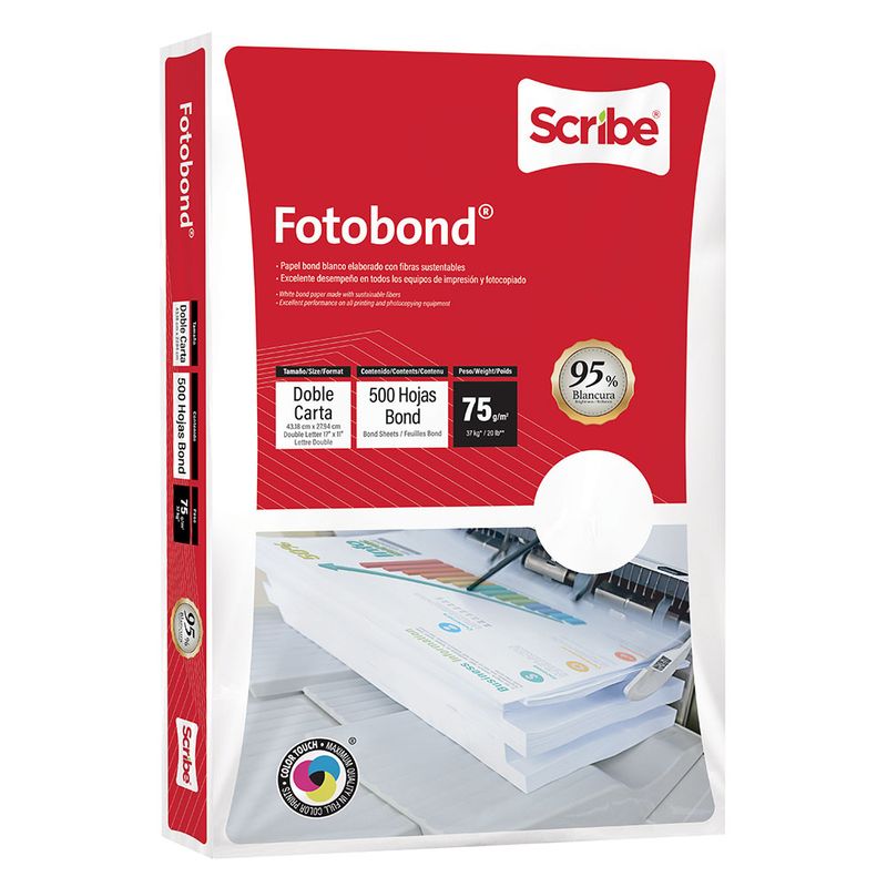 PAPEL FOTOBOND DOBLE CARTA BLANCO 37K C/500HJS