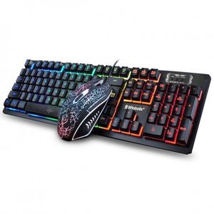 Teclado Y Mouse Usb Rgb Negro Brobotix 458977 , Negro,  Dpi Ajustables: 800 / 1600 / 2000 / 2400 458977