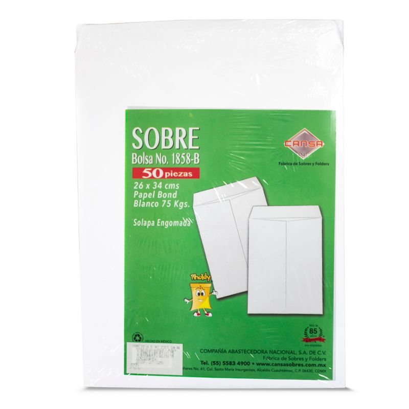SOBRE BOLSA BLANCO OFICIO CON 50