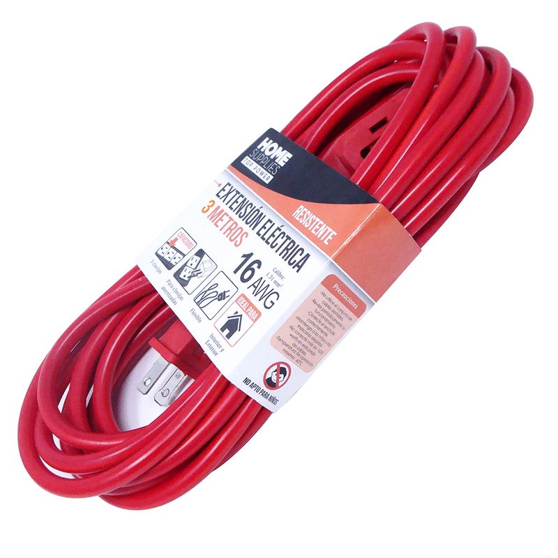 EXTENSION ELECTRICA DE USO RUDO 3 MT 3 ENTRADAS NARANJA