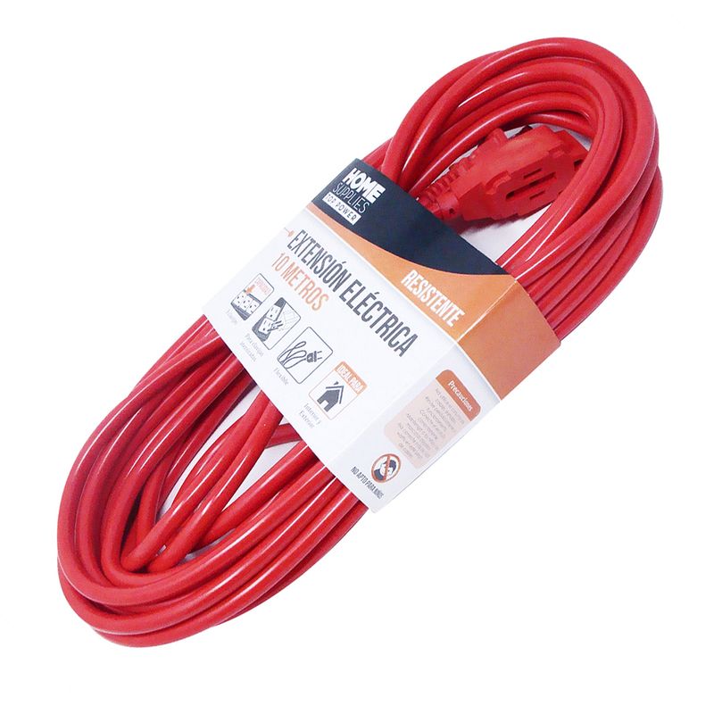 EXTENSION ELECTRICA DE USO RUDO 10 MT 3 ENTRADAS NARANJA