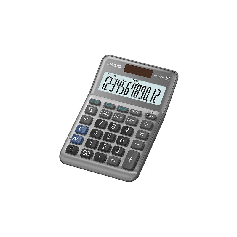 CALCULADORA ESCRITORIO CASIO MS-120FM 12DIG CHICA SOLAR/BATERIA GRIS