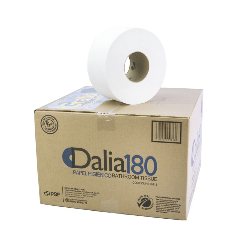 PAPEL HIGIENICO DALIA 180MTS HOJA DOBLE CAJA CON 12 ROLLOS