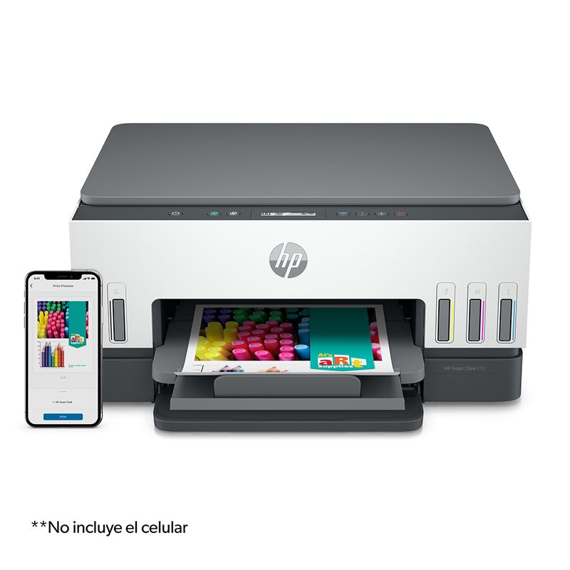 IMPRESORA MULTIFUNCIONAL HP SMART TANK 670 COLOR WIRELESS