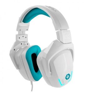 Diadema Gamer Vortred V-930433, Blanco/Cian, Usb V-930433