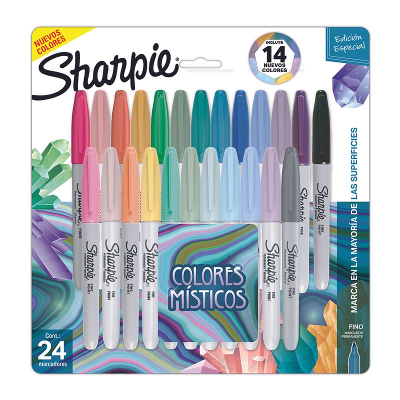 MARCADOR PERMANENTE FINO COLORES MISTICOS CON 24 SHARPIE