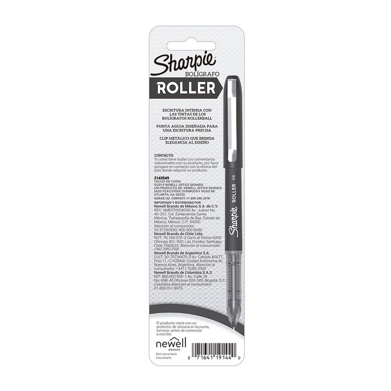 BOLIGRAFO ROLLER NEGRO SHARPIE RB CON 2PZS BLT