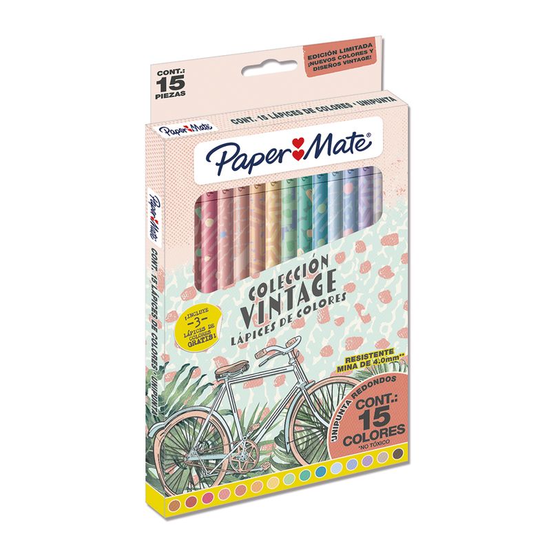 LAPICES DE COLOR 15-L RED 4MM VINTAGE PAPER MATE