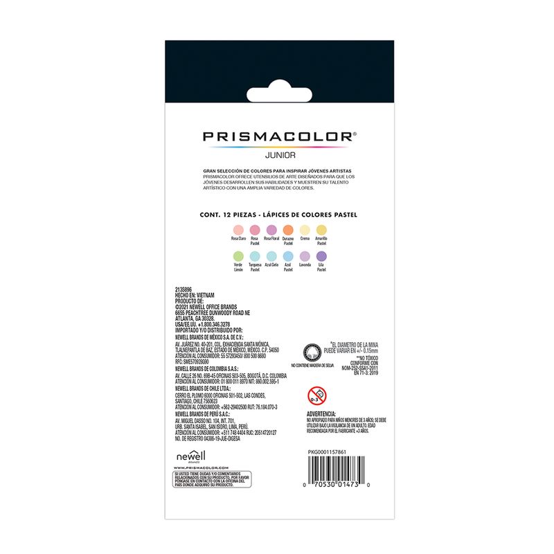 LAPICES DE COLOR PASTEL 12-L RED 4MM PRISMACOLOR JUNIOR