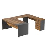 CONJUNTO DIRECTIVO CON PEDESTAL 180 MT NOGAL TERRACOTA CON ANTRACITA