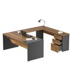 CONJUNTO DIRECTIVO CON PEDESTAL 180 MT NOGAL TERRACOTA CON ANTRACITA