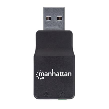 Adaptador Manhattan Sonido Estéreo USB Alta Velocidad a Puertos 35mm Color Negro