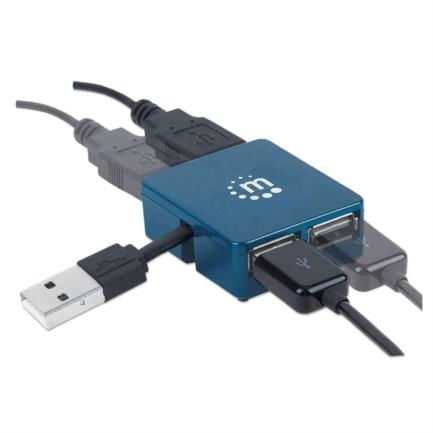 Micro Hub Manhattan USB 20 Alta Velocidad 4 Puertos Color Azul