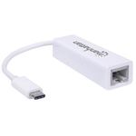 Adaptador Manhattan USB C 31 a Red Gigabit 10/100/1000 Mbps Color Blanco