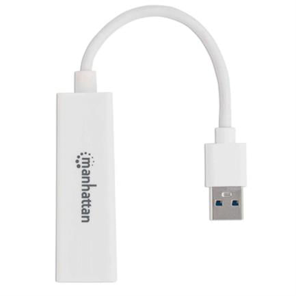 Adaptador Manhattan Súper Velocidad USB 30 a RJ-45 GB Ethernet Color Blanco