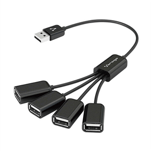 Concentrador Vorago Hu-101 4 Puertos Usb Tipo Pulpo Color Negro Vocusbab002