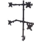 Soporte Manhattan para 4 Monitores 13" a 32" Escritorio Brazos Doble Articulación Color Negro