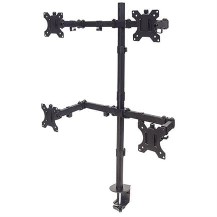 Soporte Manhattan para 4 Monitores 13" a 32" Escritorio Brazos Doble Articulación Color Negro