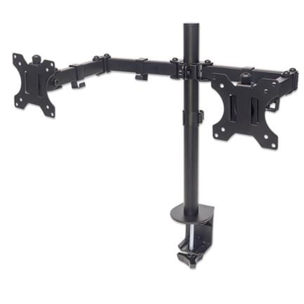 Soporte Manhattan Universal para 2 Monitores 13" a 32" Brazos Doble Articulación Color Negro