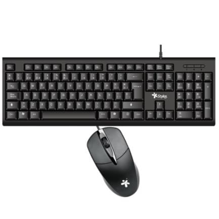 Kit Teclado y Mouse Stylos Tech Alámbrico Conexión USB Color Negro