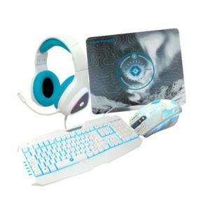 Kit Gaming Vortred Avalanche 4 En 1 Teclado/Mouse/Audífonos/Mousepad Color Blanco Mccaccal024
