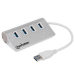 Hub Manhattan USB 30 Superspeed 4 Puertos Color Aluminio