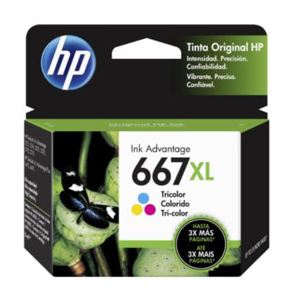 38180 - Tinta HP Original Advantage 667XL Alto Rendimiento Tricolor