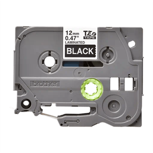 Cinta Brother Tze335 Laminada Texto Blanco Sobre Fondo Negro 12Mmx8M Pt1400/9500C/1750 Boccinad088