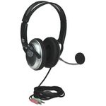 Audífonos Manhattan Estéreo Clásicos Micrófono Extensión Metálica Flexible Color Negro-Plata