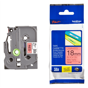 Cinta Brother Tze441 Laminada Texto Negro Sobre Fondo Rojo 18Mmx8M Pt300/310B/330/530 Boccinad068
