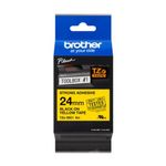 Cinta Brother TZeS651 Laminada Súper Adhesiva Texto Negro sobre Fondo Amarillo 24mm